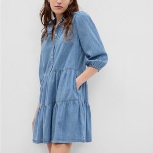 GAP Puff Sleeve Denim Shirtdress